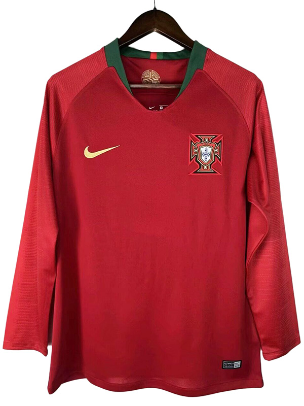 Portugal domicile maillot rétro à manches longues uniforme de football premier kit de football pour hommes hauts chemise de sport 2018-2019